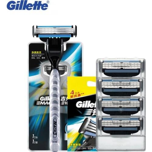 Gillette Mach 3 Brand Razor Men 3 Layers Safety Razor Shaving Blades Manual Shaving Beard Hair Men Face Clean Care Razor Set