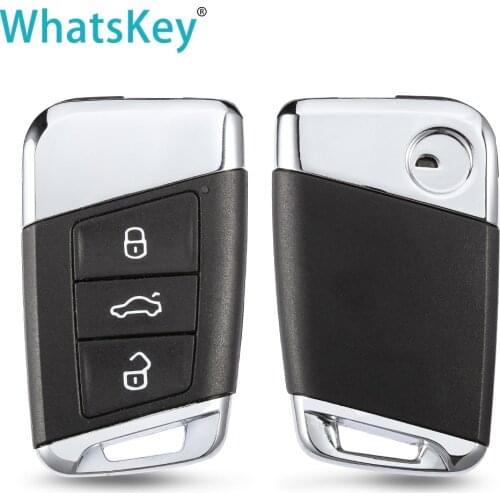 WhatsKey 3 Button Smart Key Remote Car Key Shell For Volkswagen VW Passat B8 Magotan MQB Skoda A7 Variant 2016-2019 Insert Blade
