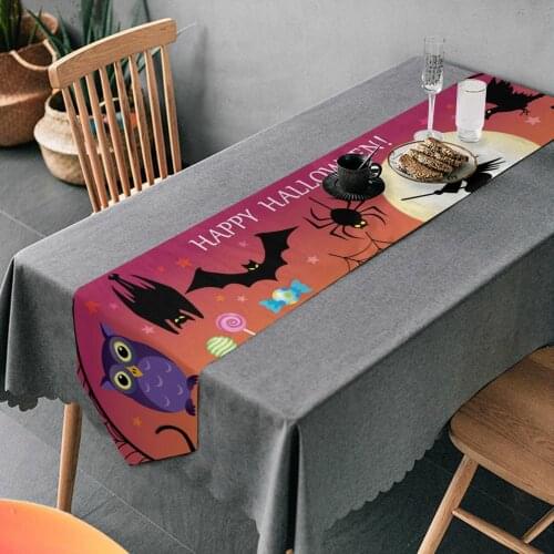 Happy Halloween Table Runner 13 x 90 Inch Polyester Table Cloth Runner Coffee Table Runner Decor for Wedding Dinner Birthday