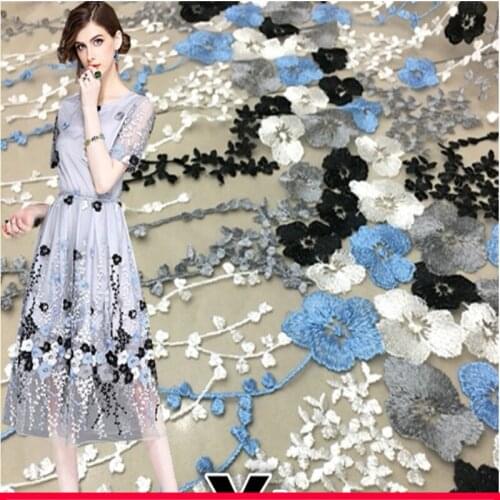French boutique three-dimensional mesh embroidery lace fabric wedding dress clothing dress skirt fashion fabric
