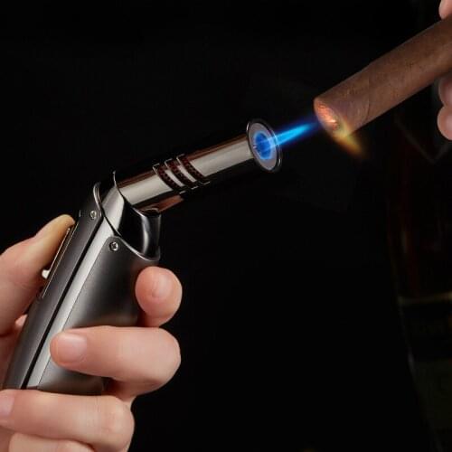 Bend Variable Jet Butane Candle Lighter Spray Gun Metal Gas Kitchen Welding Torch Turbo Windproof Cigar Pipe Lighter Gadgets Men