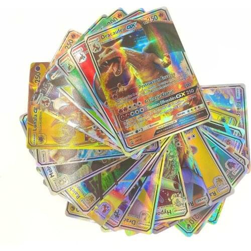 Pokemon Cards In Frenish 10-100pcs GX Holographic Playing Cards Book Game Battle Carte Trading Gift For Children