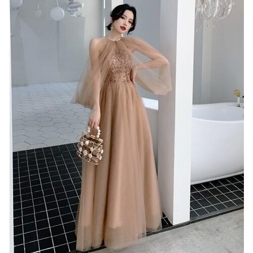 Cocktail Dress Hanging neck Bridesmaid Wedding Party Night Dresses Elegant Seuiqns beading Vestidos De Gala qipao cheongsam