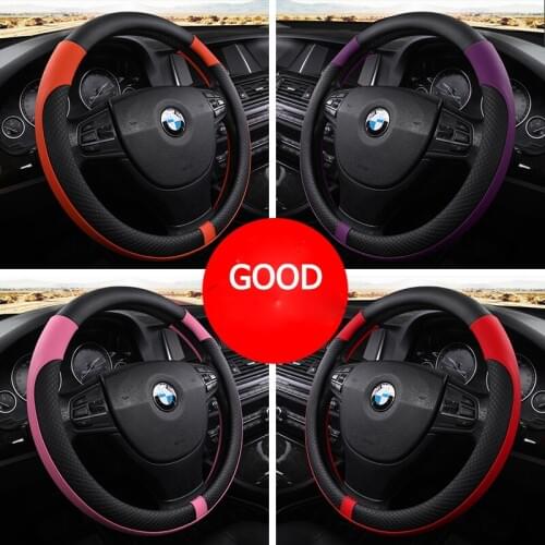 Leather Universal Car Steering-wheel Cover 38CM Car-styling Sport Auto Steering Wheel Covers Anti-Slip Automotive Accessories