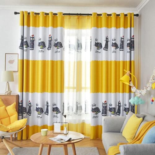 COLORFUL KING Modern Cute Cat Blackout Curtains Drapes Curtains For Living Room Kitchen Bedroom