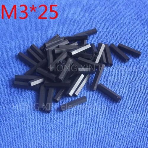M3*25 25mm 1 pcs black nylon Black Nylon Hex Female-Female Standoff Spacer Threaded Hexagonal Spacer Standoff Spacer brand new