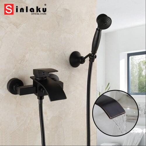 Matte Black Bathroom Bathtub Bidet Faucet w/ Spray Hand Shower Mixer Set Control Tap Faucet Solid Brass Shower Faucet Set