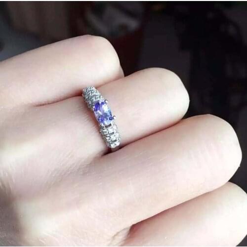 Natural Real Tanzanite luxury ring ring Free shipping gemstone 925 sterling silver Fine jewelry