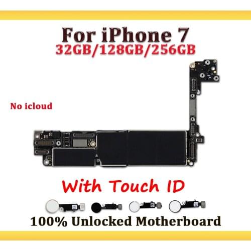 No icloud 100% Tested Best quality Mainboard For iPhone 7 Motherboard High Quality logic board With Touch ID IOS System