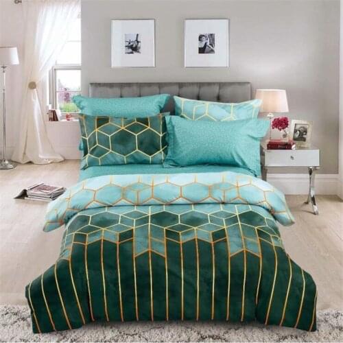 2021 New Polyester Rolny Gold Line Geometric Diamond Color Quilt Coverr Naked Sleeping Bedding
