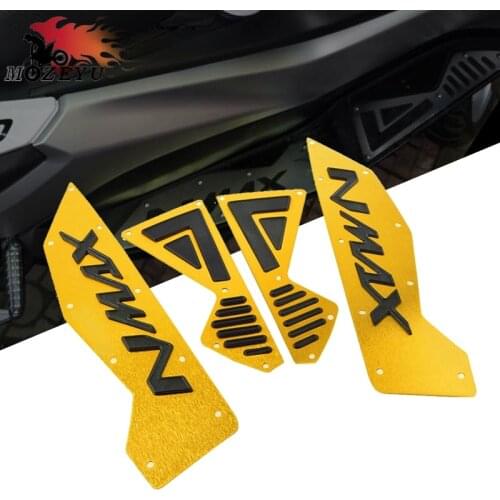 New Glod/Silver Motorcycle Aluminum Foot Footrest Pegs Plate Pads Set For YAMAHA NMAX 155 NMAX 2016 2017-2019 Footboard Steps