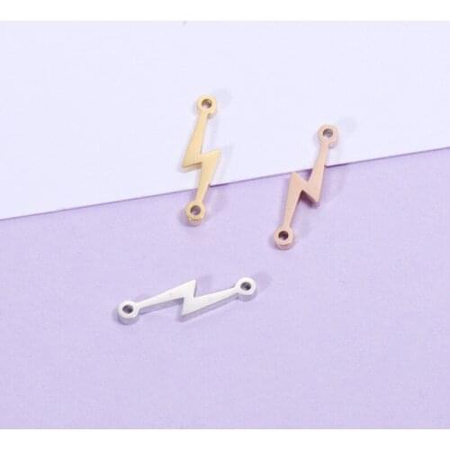 DIY lightning shape bracelet pendant jewelry making 30pcs Mirror polished stainless steel connector accessories