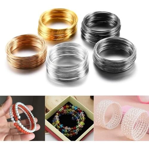 100Loops 0.6mm Gold Bronze Resistant Memory Beading Steel Wire Rings Connector for Bracelet DIY Jewelry Making Findings Supplies