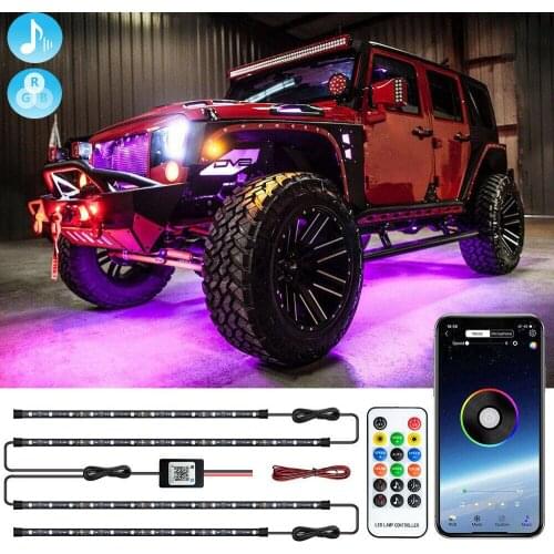 RGB Car LED Light Underglow Underbody Waterproof Automobile Chassi Neon Atmosphere Light Bluetooth App Remote Control Strip
