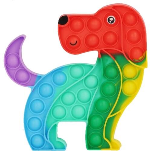 Silicone Cartoon Dog Push Bubble Sensory Toy Anti-stress Relaxing Fidget Autism Toys Stress Relieve Special Needs Fidget Toys