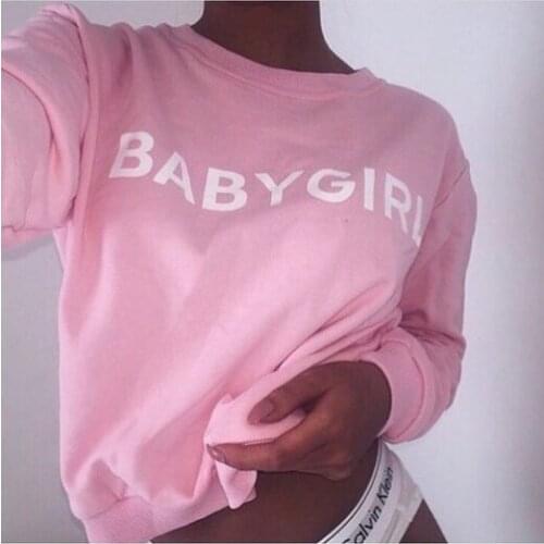 Skuggnas BABYGIRL LOVE PINK Sweatshirt Hoodies Sexy Jumper Outfits Tops Jogger tumblr sweatshirts gothic aesthetic harajuku tops