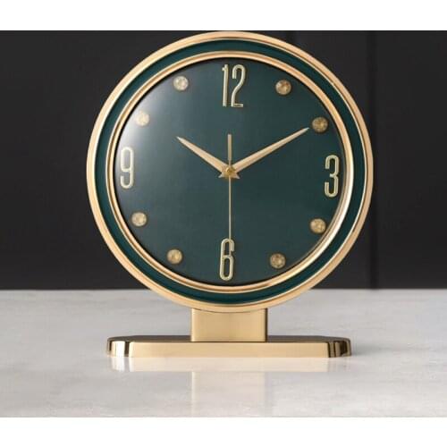 1PCS Alloy Leather Light Luxury Clock Creative Personality Table Clock Living Room Clock Desktop Ornaments Home Table Clock