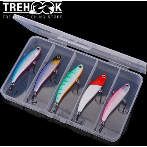 TREHOOK 5pcs 70mm 12g Sinking Wobblers For Pike Fishing Tackle Set VIB Lures For Fishing Artificial Bait Kit Crankbait Swimbait