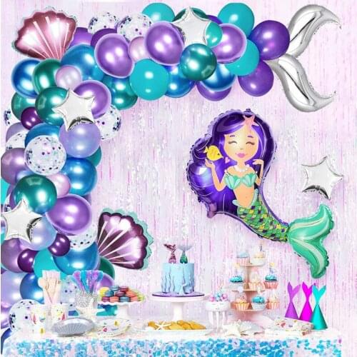 Sea Summer Beach Party Little Mermaid Shells Foil Balloons Baby Girl Pink Metal Helium Ballons Birthday Decorations Kids Toys
