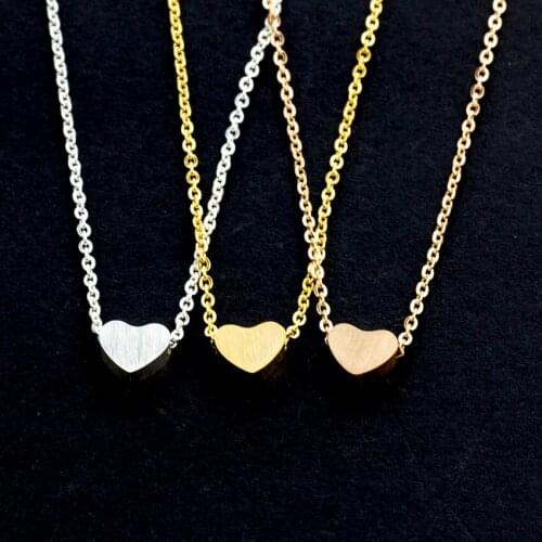 Fashion BFF Jewelry Stainless Steel Chain Choker Necklaces Women Rose Gold Ketting Dainty Tiny Heart Shaped Necklaces Pendants