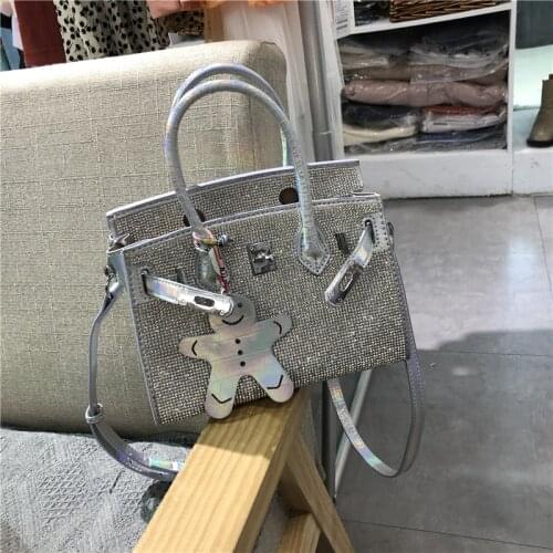 Women Bags Leather Full of Diamonds Purse Handbags Girl Shoulder Bags Cross Body Messenger Bag Female Totes Cartoon Pie Man