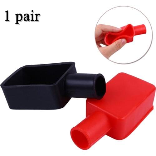 2pcs Car Positive Battery Terminal Insulating Cap Cover Protector Wire Connector Straight Square Cap