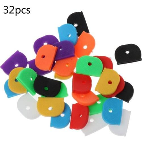 32Pcs Key Cap Tags Label ID Silicone Coding Color Key Identifier Cover 8 Colors