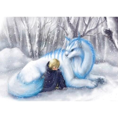 5D DIY Diamond Painting 100% Full Square Round Drill Little Girl And Fox In The Snow 5d diy diamond Embroidery Cross Stitch Kit