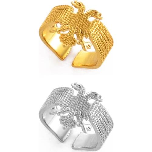 Anniyo Albania Eagle Ring for Women Girls Gold Color Finger Ring can be opened Jewelry Ethnic Ornament #233206