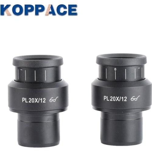 KOPPACE One Pair Binocular Microscope Eyepiece 2 PCS PL20X/12 Wide-Field High Eye Point Microscope Eyepieces 30mm Interface