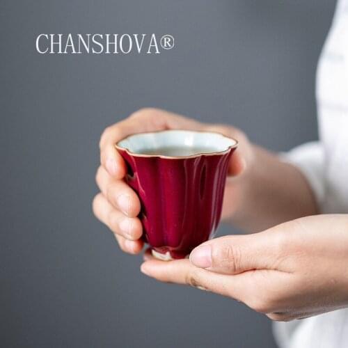 CHANSHOVA Traditional Chinese Style 60ml Crackle Handmade Ceramic teacup Small Coffee Cups China Ru Kiln Porcelain H396