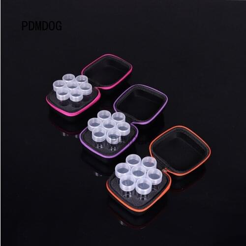 7 Bottles Diamond Painting Box Container Storage Full Round Carry Case Holder Storage Hand Bag Zipper Design Shockproof Durable