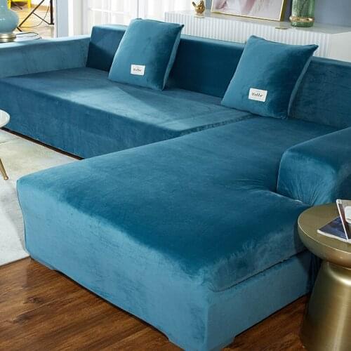 Plush Sofa Cover Velvet Elastic Leather Corner Sectional For Living Room Couch Covers Set Armchair Cover L Shape Seat Slipcovers