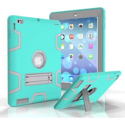 Stand TPU Case For iPad 2 3 4 Cover Heavy Duty Hybrid Silicon Rugged Armor Shockproof Hard Case Cover For Apple iPad 4