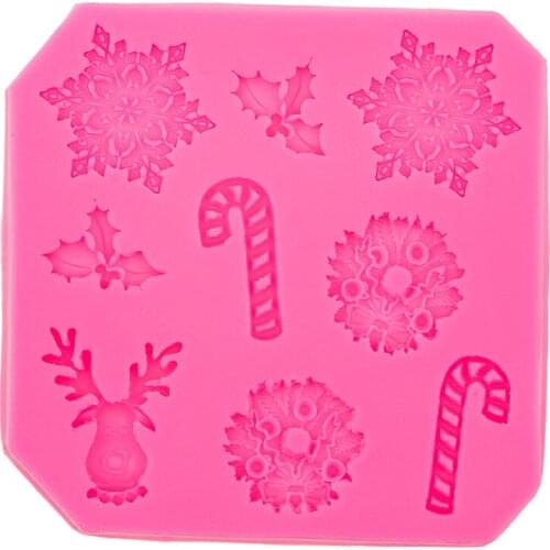 Deer snowflake cooking tools Christmas cake decoration 3D Food Grade Silicone Cake Molds Fondant Chocolate Mould T0585