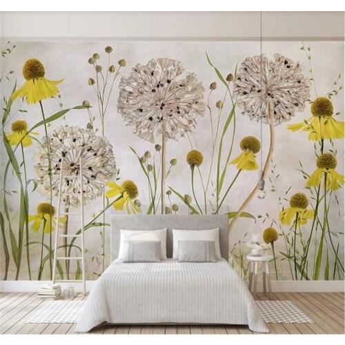 Custom wallpaper Nordic retro plants flowers flowers TV background wall painting-waterproof material