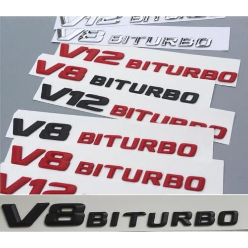 Chrome Matt Gloss Black Red V8 BITURBO V8BITURBO Letters Fender Badges Emblems Emblem Badge Sticker for Mercedes Benz AMG