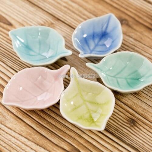 Ice Crack Glaze Leaves Style Dishes Ceramic Sushi Dish Seasoning Dish 5 Colors Optional Leaf Small Plate