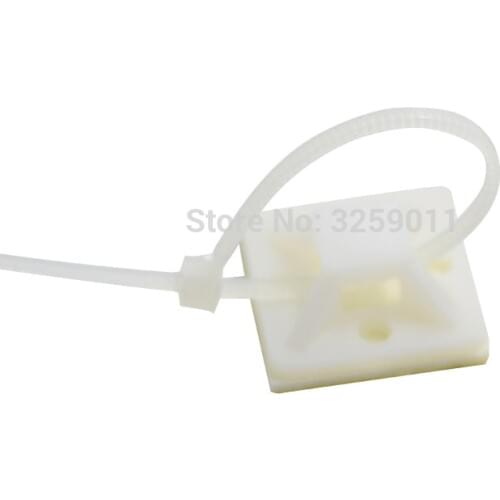 500PCS Self Adhesive Backed Cable Tie Mounts Wire Zip Tie Base Holders White 30 mmx 30 mm