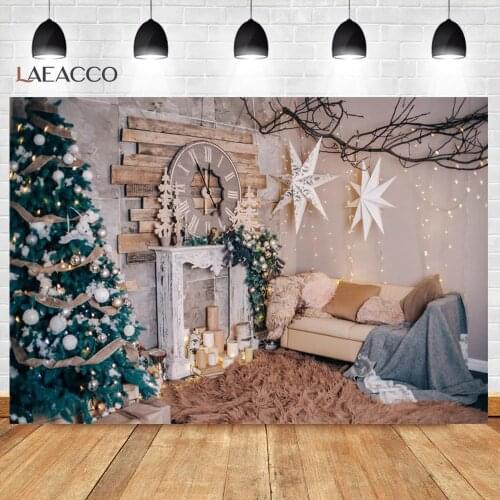 Laeacco Christmas Backdrops For Photography Fireplace Star Tree Candle Bulb Carpet Baby Portrait Photo Backgrounds Photo Studio
