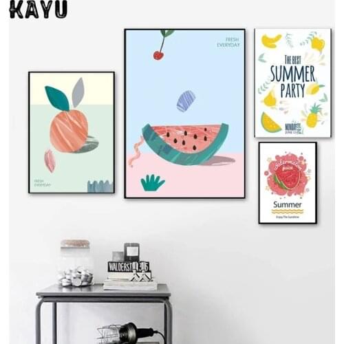 Small Fresh Summer Fruit Watermelon Pineapple Poster Home Decoration Sofa Living Room Bedroom Sofa Frameless Printing Paintings