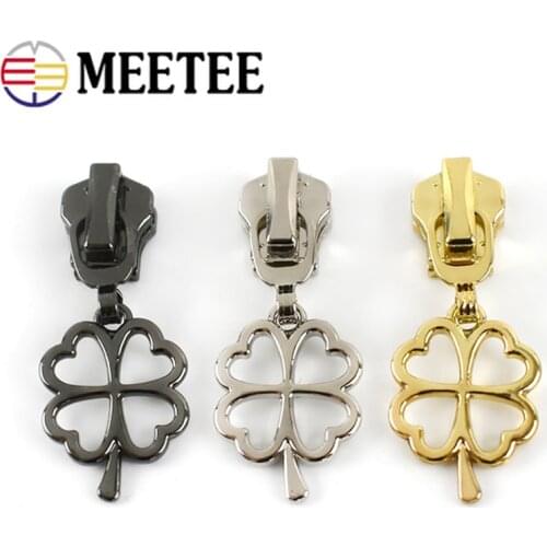 Meetee 10pcs 3# 5# Zipper Sliders for Metal Resin Nylon Zips Garment Repair Zip Head DIY Jacket Sew Zippers Slider Puller Kits