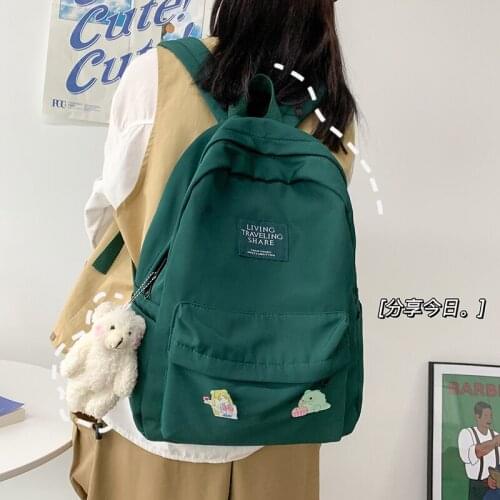 Fashion backpack for Women Korean Harajuku high school college students schoolbag Simple Solid color Teenage Girl backpacks bags