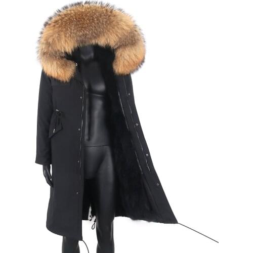 2021 New Men X-Long Parka Winter Jacket Real Raccoon Fur Coat Natural Fox Fur Collar Hood Thick Warm Military camouflage coat