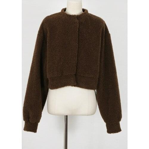 2021 New Autumn Winter Women Coats and Jackets Long Sleeve Slim Crop Top Women Pockets Warm