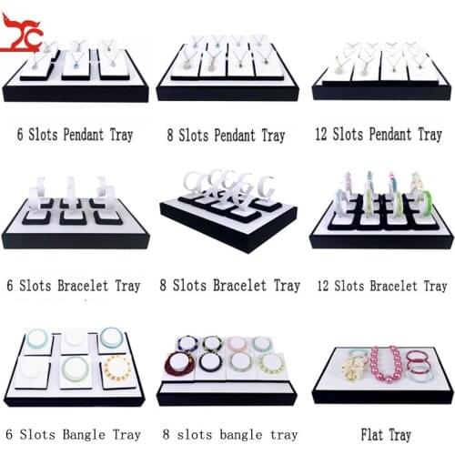 White PU Black Velvet/Wooden Jewelry Display Stand Tray Stand Earrings Pendant Necklace Bracelet Jewelry Jade Storage Tray