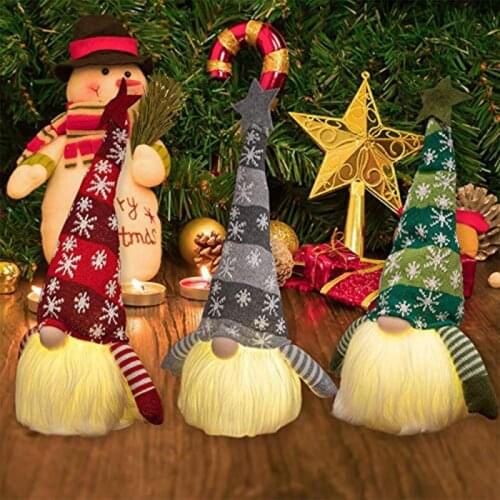 Christmas LED Faceless Doll Decoration Glowing Dwarf Plush Doll Ornament Decoration Nordic Shine Gnome Old Man Dolls X'mas Decor