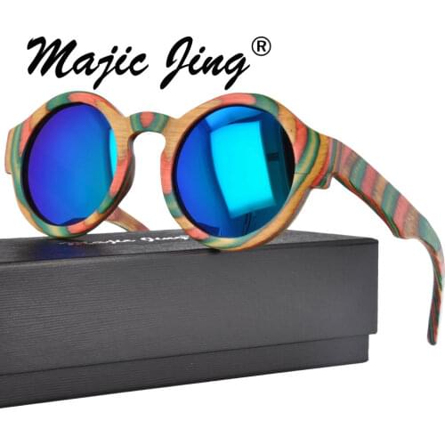 Magic Jing 100% Nature Wood Ice Blue Polarized Lens sunglasses BV5032