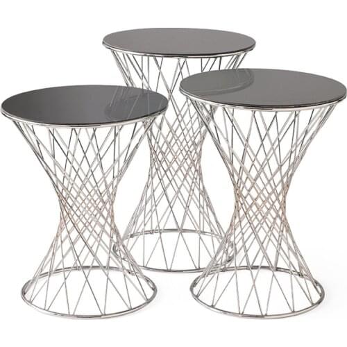 Modern Indıana Triple Zigon coffee table Chrome Plated Smoked Glass coffee tables table basse furniture living room table