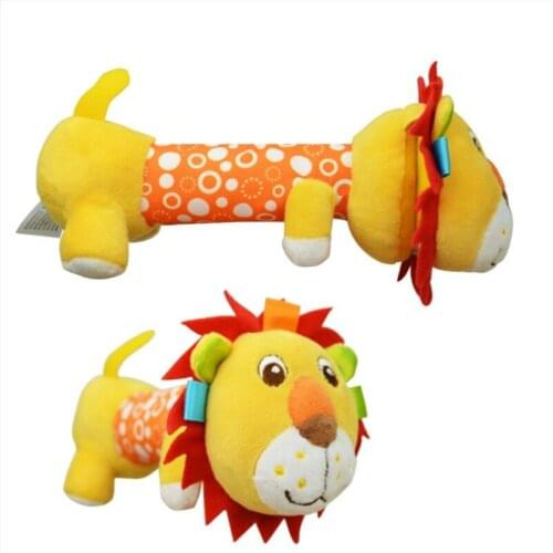 Sozzy Soft Baby Plush Toy Safe Distorting Mirror Squeaker Crinkle Sound Multicolor Cute Animal Lion Owl Dog Elephant
